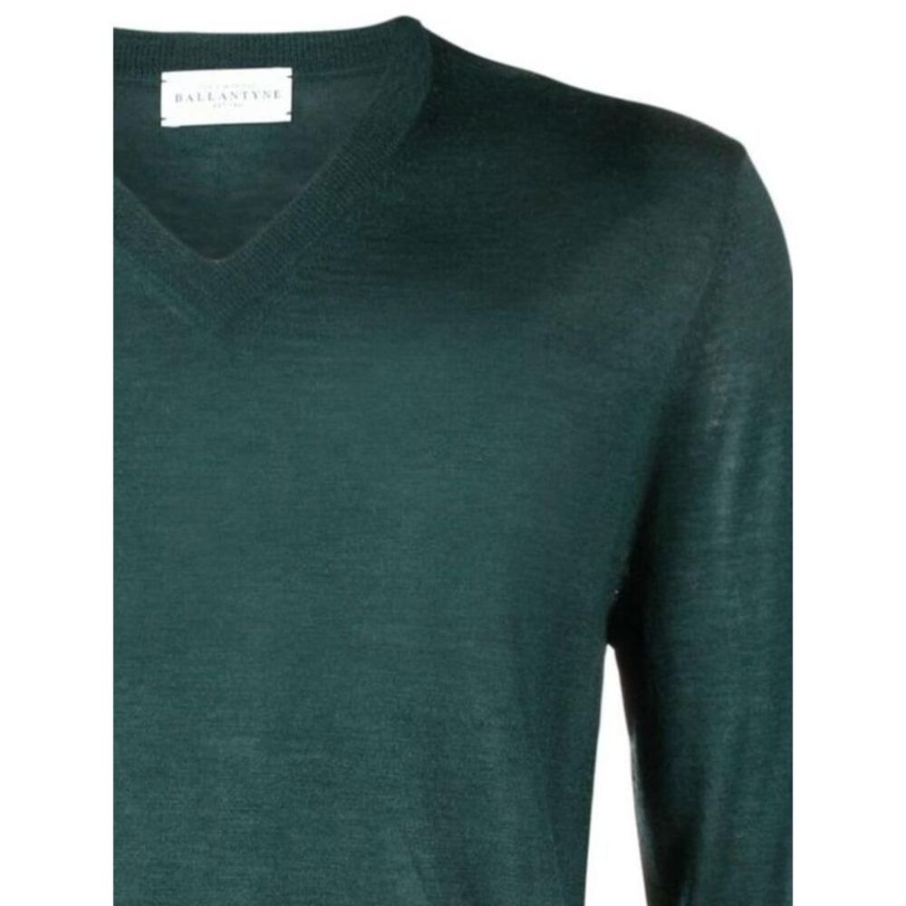 BALLANTYNE Men's V-Neck Fine Knit Sweater Men GREEN Sweaters & Cardigans